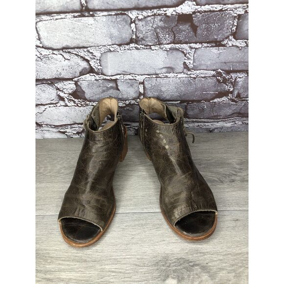 Baske California Ariel Olive Leather Lace Zip Open Toe Heel Sandals Women 6M US - Picture 15 of 16